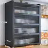 Novo Rack de Armazenamento para Cozinha, Armário de Armazenamento Multicamadas de Chão, Multifuncional para Micro-ondas, Aparador, Armário, Armário de Armazenamento