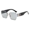 Nuevas Gafas de Sol de Moda Sin Marco Borde Cortado Pierna Ancha Metal Gafas de Sol Moda Europea y Americana Sesión de Fotos Callejera Gafas de Sol con Protección UV C69039