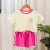 Ropa para Niños Estilo Coreano Conjunto de Verano para Niños y Niñas, Conjunto Delgado para Bebé, Camiseta con Bordado y Pantalones Cortos Set de 2 Piezas