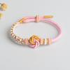 Pulsera tejida de nudo mandala hecha a mano diy cuerda de mano con nudo de flor de melocotón rosa puede usar cuentas de la suerte accesorios de joyería pulsera
