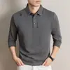 Camisa polo masculina de manga longa para comércio exterior transfronteiriço com gola de lapela, casual de negócios, luxo leve, camiseta de alta qualidade com gola para homens, adequada para pais