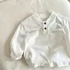 Camiseta de Manga Larga Casual con Botones para Primavera y Otoño de Niños, Polo para Niños y Niñas, Camiseta Básica Versátil de Moda para Bebés y Niños