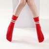 Calcetines de Cinco Dedos hasta la Pantorrilla con Bloques de Color, Calcetines de Yoga con Agarre Antideslizante, Calcetines Finos de Algodón hasta la Media Pantorrilla para Mujer, Deportes de Interior y Aeróbicos