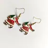 Brincos de Gota de Óleo de Natal Papai Noel Brincos de Árvore de Natal Alce Brincos da Moda Fofos Ganchos de Orelha