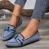Zapatos planos transpirables de punto volador de gran tamaño para comercio exterior transfronterizo para mujer con lazo, corte bajo, zapatos casuales para el día a día