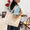 Estilo japonês simples zíper commuter tela espessa saco tote casual artístico estudante simples ombro bolsa das mulheres