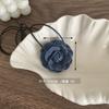 Collar Largo de Camelia en Mezclilla Azul Correa Elegante Cadena para Clavícula Popular en Ins Accesorios de Collar de Flor Grande