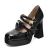 Nuevos Zapatos de Mujer 2026 con Correas de Moño, Zapatos de Salón Mary Jane, Tacones Altos Gruesos, Zapatos de Suela Gruesa, Tallas Grandes 40-45