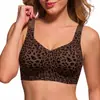 Sujetador de gelatina transparente con estampado de leopardo, sin aros, push-up, ropa interior cómoda para mujer, tallas grandes europeas y americanas, exclusivamente para comercio exterior