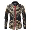 Tendencia de Moda de Calle de Alta Calidad para Hombre Primavera y Otoño 2025 Camisa de Manga Larga Estampada Estilo Étnico para Hombre