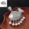 Estilo retrô étnico auspicioso peixe prata esterlina borla estilo camisola cadeia colar longo moda na moda personalizado artístico