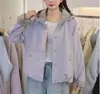 Chaqueta corta con capucha de color block, a la moda y tendencia, estilo coreano 2026, holgada y estilizada, abrigo casual de un solo botón para mujer