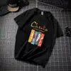 Camiseta Masculina de Manga Curta para o Verão, Corte Solto, Algodão Puro, Roupas Tendência Casual Chinesa com Estampa Pesada