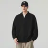 Sudadera de Nueva Colección Otoño/Invierno 2026 para Hombre, Texturizada, Estilo Falso de Dos Piezas, Cuello Solapa, Corte Holgado, Estilo Americano High Street, Cómoda, Manga Larga