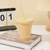 Taza de Plástico PP de una Sola Capa, Color Sólido, Gran Capacidad de 16 oz, con Popote, Taza de Agua de Moda Transfronteriza, Personalizable con Logo