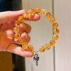 Plata 925 Alta Calidad 9-10mm Natural Hielo Transparente Micro-Algodón Citrino Pulsera Pulsera