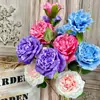 Lichia Rosa de Três Cabeças com Folhas, Buquê Falso Simulados, Flores de Casamento, Enfeites de Flores Artificiais de Seda de Alta Qualidade, Flores Decorativas para Sala de Estar