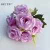Rosas Perfumadas Artificiales de 7 Cabezas Transfronterizas, Rosas Artificiales para Decoración de Bodas, Flores Artificiales, Ramos, Muros de Flores, Filas de Flores