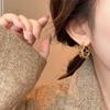 Arete de Hebilla para Oreja con Anillo de Cristal Marrón Estilo Femenino Pendientes de Lujo Ligero 2024 Nuevos Estallidos de Celebridades de Internet Accesorios de Oreja de Gama Alta para Mujeres