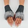 Manguitos de punto cálidos y a prueba de frío para mujer, sin dedos, decorativos, para otoño e invierno, estilo japonés, color liso con bordes peludos