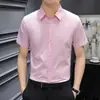 Camisa de Manga Corta para Hombre Profesional de Negocios Sencilla Tendencia Verano 2024 Top de Moda Camisa Ajustada Color Sólido Manga Media Ropa Interior