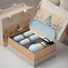 Juego de Té Montaña y Mar, Una Tetera y Cuatro Tazas, Tetera de Cerámica para el Hogar, Regalo Empresarial, Tetera de Gama Alta, Caja de Regalo para Tazas de Té