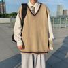 Chaleco de punto sin mangas con cuello en V para hombre, ropa exterior de primavera y otoño, suéter vintage japonés nuevo de 2023.