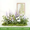 Arranjo Floral Artificial Hy-Dt4 em Tons de Roxo e Branco, Estilo Jardim de Monet, Decoração de Interior de Luxo Leve Ornamento de Combinação de Plantas Verdes