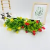 Mini Árvore Artificial 14 Rosas Chá Bonsai Decoração para Sala de Estar Gabinete de TV Flores Artificiais em Vasos Varanda Entrada Vasos Quadrados Ornamentos