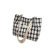 2025 Nueva Tendencia Coreana Bolso Tote de Lana Gran Capacidad a Cuadros Bolso de Hombro para Mujer Nicho de Alta Gama Bolso para Ir al Trabajo
