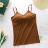 Camisola de algodón puro con espalda descubierta en forma de U para mujer, de una pieza, con almohadilla para el pecho, push up, ropa interior de soporte para el pecho, parte superior interior roja de red de verano