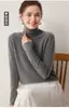 Primera línea 100% Cachemir Otoño/Invierno Nuevo Estilo Suéter de Punto Ajustado de Cuello Alto con Borde Enrollado Capa Interior Corta Capa Base de Punto