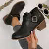Botas de tornozelo estilo francês com bico fino e salto grosso para mulheres, nova coleção outono/inverno 2026, botas pretas de salto alto versáteis e estilosas com zíper lateral