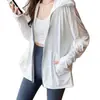 Ropa con Capucha para Mujer con Protección Solar para Uso al Aire Libre - 5 Grados al Aire Libre Moderna Hielo-Sensación Aspecto Adelgazante Anti-UV Chic Color Puro Versátil Top