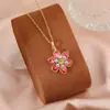 Versão Alta Shijia Idyllia Colar de Flores Coloridas para Mulheres Moda Europeia e Americana Pingente de Flor Multicor Corrente Clavicular Transfronteiriço