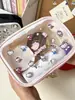 Linda Bolsa de Maquillaje Transparente de Gatito, Bolsa de Tocador Portátil de Gran Capacidad para Viaje, Almacenamiento con Compartimentos de Dibujos Animados