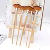 Set Transfronterizo de 5 Pinceles de Nylon en Forma de Abanico con Mangos de Madera, Pinceles de Gouache Pintados a Mano con Cola de Pez, Pinceles para Pintura al Óleo, Pinceles para Acuarela