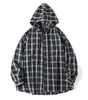 2026 Nueva Camisa a Cuadros para Hombre Estilo Retro Americano Cuadros con Capucha Protección Solar Manga Larga Top para Hombre