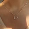 Collar de Anillo de Möbius para Mujer, Simple y Elegante, Cadena Geométrica Hueca para Clavícula, Cadena para Suéter