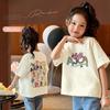 Camiseta de Algodão de Manga Curta de Verão para Meninas Verão 2025 Novo Estilo Infantil Médio e Grande Solta Infantil Manga Curta Casual Top Moderno