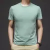 T-shirt masculina de algodão fina de cor sólida com mangas curtas, nova para o verão de 2023, T-shirt masculina coreana de cor sólida com mangas curtas, camisa básica