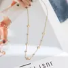 Colar Múltiplo Estrela de Aço Titânio com Contas Redondas Minimalista de Luxo Leve para Mulheres, Corrente de Clavícula Estrela de Alta Qualidade da Moda Acessório de Nicho