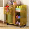 Equipamento de Fitness de Basquete Doméstico Móvel Cesta de Armazenamento de Tapete de Yoga com Rodas Rack de Espaço para Badminton