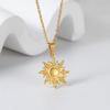 Nuevo collar con colgante de sol hidráulico tridimensional de acero inoxidable transfronterizo, personalidad simple, cadena de clavícula de acero de titanio corta para mujer