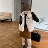 Chaleco chaqueta versátil de moda de lana de cordero de doble cara corto para otoño e invierno, chaleco cálido de cuadros para mujer