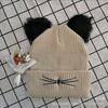 Novo chapéu de malha com orelhas de gato transfronteiriças, chapéu de lã bordado, chapéu quente de outono e inverno, chapéu frio de comércio exterior