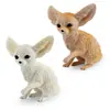 Conjunto de 2 Peças de Estatuetas de Raposa-do-deserto Modelos Realistas de Raposa do Deserto Brinquedos de Animais de PVC para Crianças Figuras Educacionais da Vida Selvagem Brinquedos de Animais Decorativos para Maiores de 3 Anos