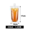 Bolsa de bebida desechable, bolsa de leche de soja, bolsa de jugo para llevar, bolsa transparente con boquilla de succión autoportante, impresión
