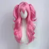 Tiktok Mais Vendido Halloween Feminino Rosa Doce Diabo Cosplay Role-Playing Seda de Alta Temperatura Peruca Conjunto Completo para Cabeça Atacado
