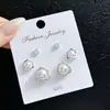 Kana Mina Simple Elegante Perla Una Tarjeta Tres Pares Aretes Pin Plata S925 Moda Combinable Aretes para Mujer